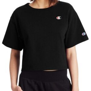 Champion Women's Black Logo Crop Top